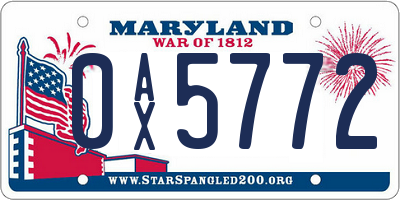 MD license plate 0AX5772