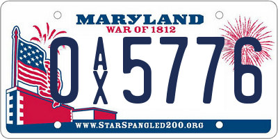 MD license plate 0AX5776