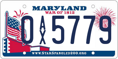 MD license plate 0AX5779