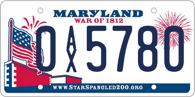MD license plate 0AX5780