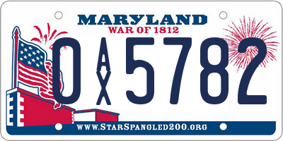 MD license plate 0AX5782