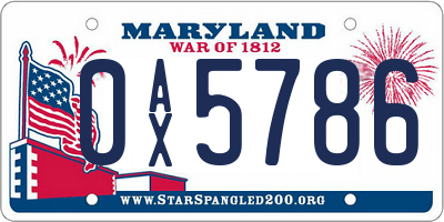MD license plate 0AX5786