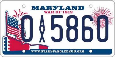 MD license plate 0AX5860