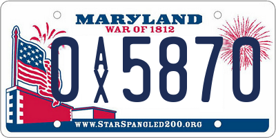 MD license plate 0AX5870