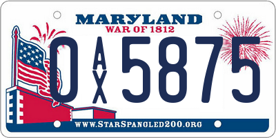 MD license plate 0AX5875