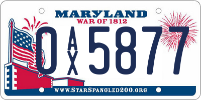 MD license plate 0AX5877