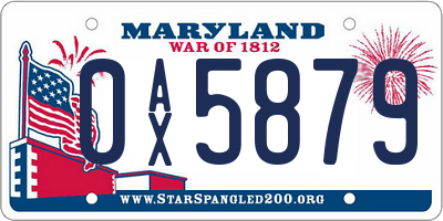 MD license plate 0AX5879