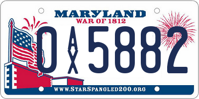 MD license plate 0AX5882