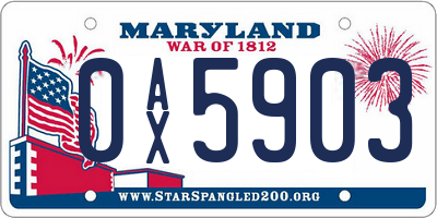 MD license plate 0AX5903