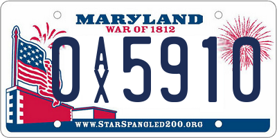 MD license plate 0AX5910