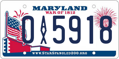 MD license plate 0AX5918