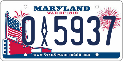 MD license plate 0AX5937