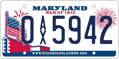 MD license plate 0AX5942
