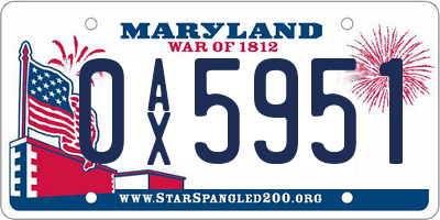 MD license plate 0AX5951