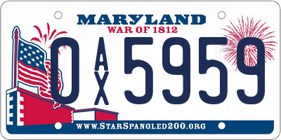 MD license plate 0AX5959