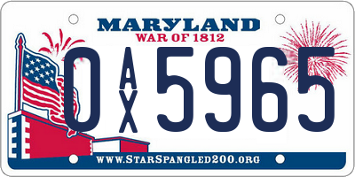 MD license plate 0AX5965