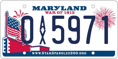 MD license plate 0AX5971