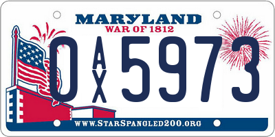 MD license plate 0AX5973