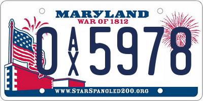 MD license plate 0AX5978