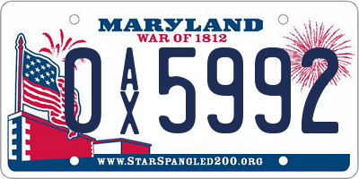 MD license plate 0AX5992