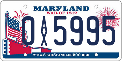 MD license plate 0AX5995