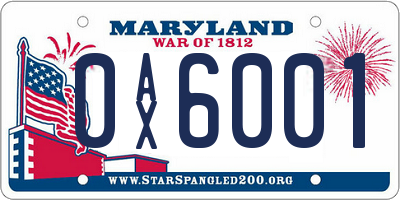 MD license plate 0AX6001