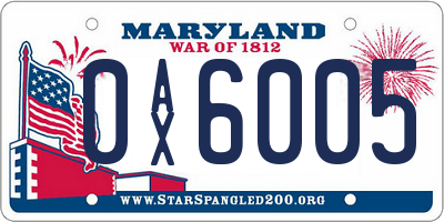 MD license plate 0AX6005