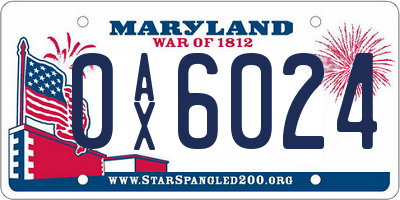 MD license plate 0AX6024