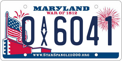 MD license plate 0AX6041
