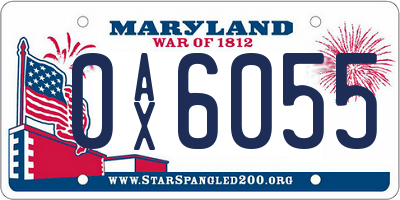 MD license plate 0AX6055
