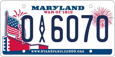 MD license plate 0AX6070