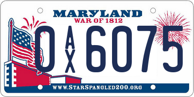 MD license plate 0AX6075
