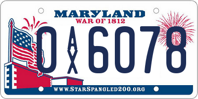 MD license plate 0AX6078