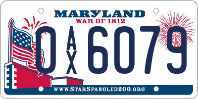 MD license plate 0AX6079