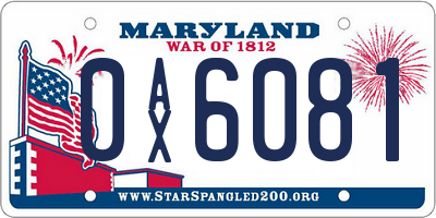 MD license plate 0AX6081