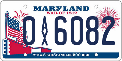 MD license plate 0AX6082