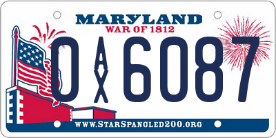 MD license plate 0AX6087