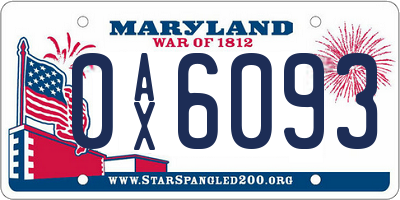 MD license plate 0AX6093