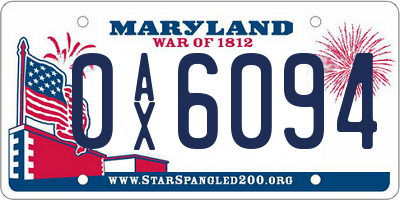 MD license plate 0AX6094