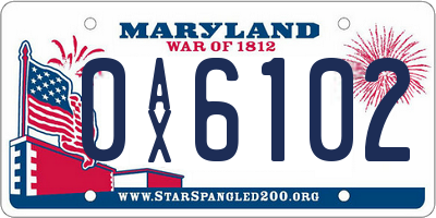 MD license plate 0AX6102
