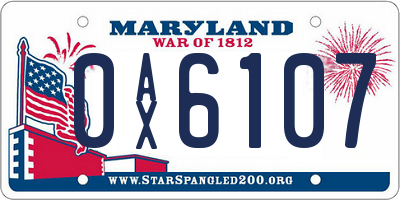 MD license plate 0AX6107