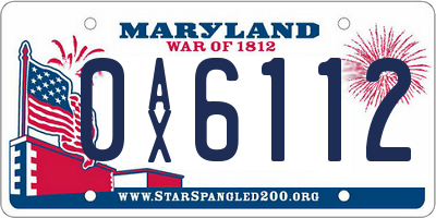 MD license plate 0AX6112