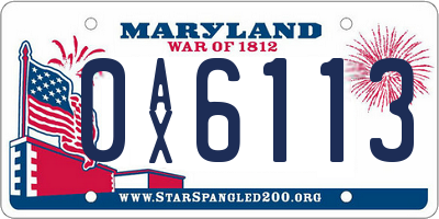 MD license plate 0AX6113