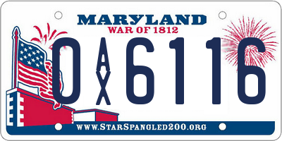 MD license plate 0AX6116