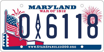MD license plate 0AX6118