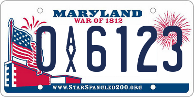 MD license plate 0AX6123