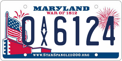 MD license plate 0AX6124