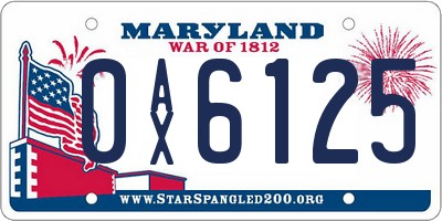 MD license plate 0AX6125