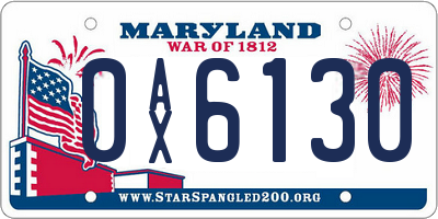 MD license plate 0AX6130