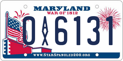 MD license plate 0AX6131
